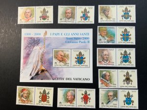 Vatican City MNH Souvenir Sheet and set of 8 pairs 1141-50