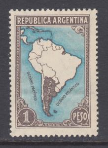 Argentina Sc 445 MNH. 1936 1p Map with borders, key stamp to set, VF