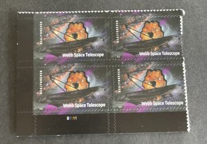 US 2022 James Webb Space Telescope plt blok of 4 #5720 mint