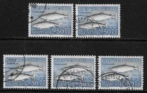 Greenland #141 Used Stamp - Fish - Wholesale X 5