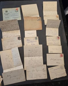 Lote de cartas civiles y correo de campaña alemán de la Primera Guerra Mundial 1917-1927 familia Kugelmeier Fischer-