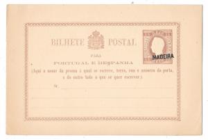 Portugal Madeira 15 Reis Postal Stationery Card 1878 HG 1 Unused