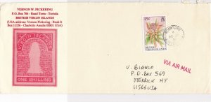 British Virgin Islands 1992 Roadtown Cancel Airmail to USA Stamps Cover Ref23440