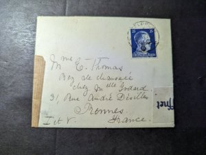 1944 Censored Germany Feldpost Cover Jersey Channel Islands to Bennes France