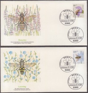 GERMANY Sc # B616-9 SET of 4 FDC - INSECTS and BUTTERFLIES