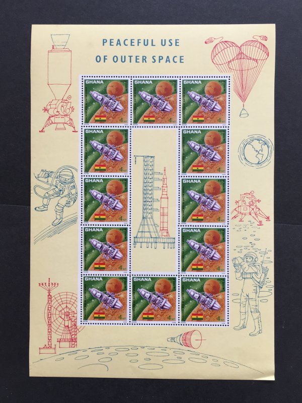 1968 Ghana 3 mini sheets of 12 and 1 SS - Peaceful use of Space, MNH, Sc# 305-7a