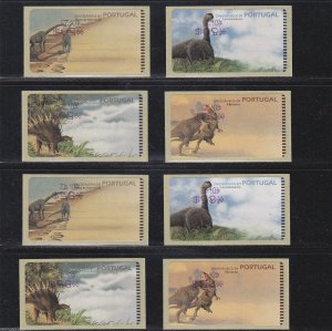 PORTUGAL ATM SET DINOSSAURIOS (1999) AF # 19A AMIEL INVERTED VALUES ERROR (RARE)