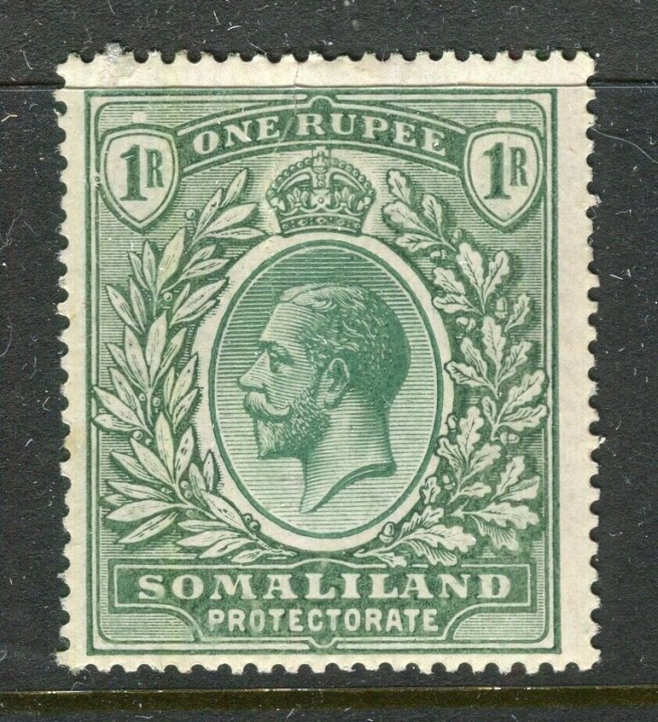 SOMALILAND PROTECTORATE; 1921 early GV issue Mint hinged 1R. value 