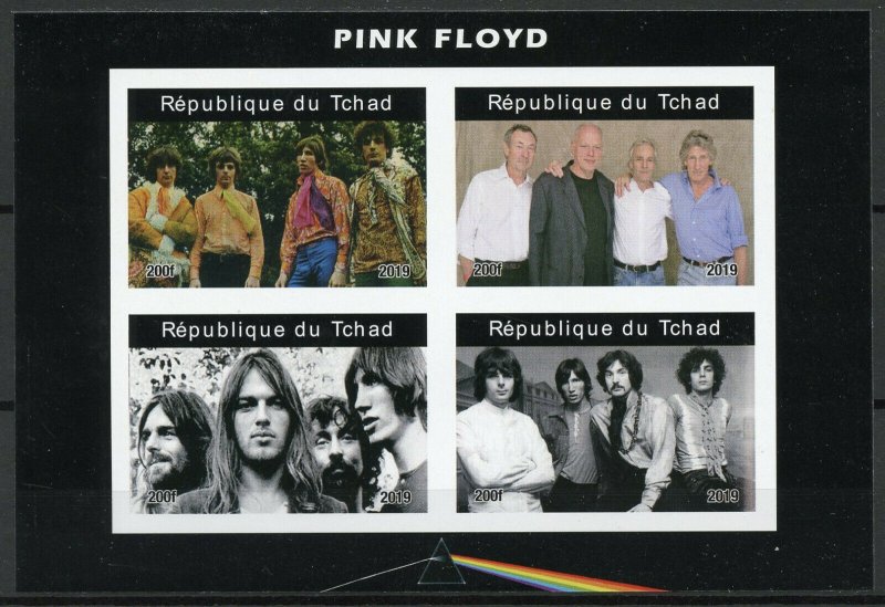 Chad Music Stamps 2019 MNH Pink Floyd Famous Musicians People 4v IMPF M/S II 