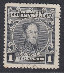 Venezuela 1915-23 1b Black, perf 14. Used. Scott 282a, SG 378