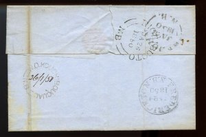 ?RARE WAY OFFICE KOUCHIBOUCHUAC, N. B. m/s date 1850 stampless cover Canada