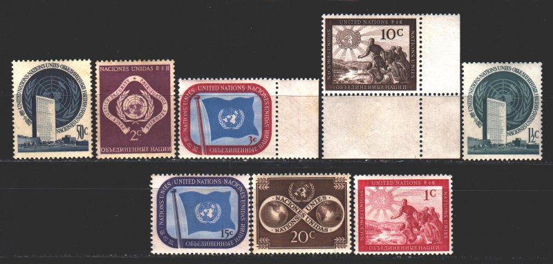 UN New York. 1951. 1-10 of the series. UN Symbols. MNH.