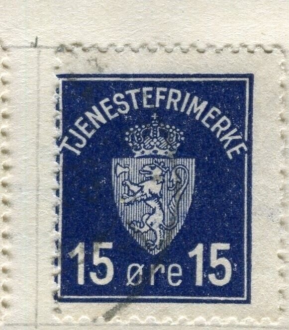 NORWAY; 1926 early Official issue fine used 15ore. value
