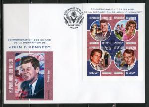 NIGER 2018 55th MEMORIAL ANNIVERSARY OF JOHN F. KENNEDY IMPERF SHEET FDC