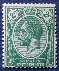 Malaya 1919 Straits Settlements KGV 2c MLH MCCA SG#195  M4707