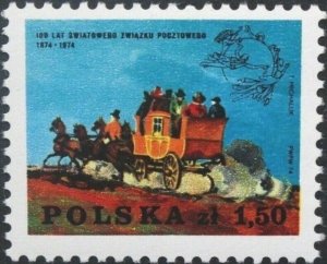 Poland 1974 Sc#2029 UPU CENTENARY - MAIL COACH Single MNH