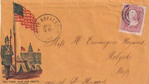 186X, South Royalton to Holyoke, MA, Civil War Patriotic Cover (41360)