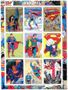 Kyrgyzstan 2000 SUPERMAN AMERICAN COMIC BOOKS Sheet (9) Perforated Mint (NH)