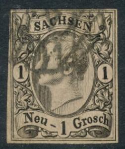 SAXONY / GERMAN STATES 1855-60 1ngr King John I Sc No. 10 F-VFU