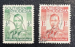 Rhodesia #42,43 Used (British South Africa) 1937 King George VI