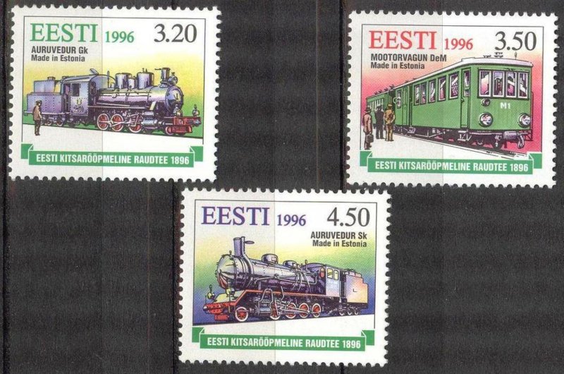 Estonia 1996 Steam Locomotives Trains set of 3 MNH