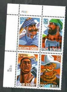 3083 - 3086 Folk Heroes MNH Plate Block - UL