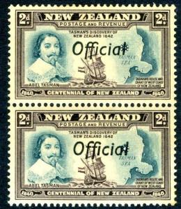 NEW ZEALAND-1940 Centennial 2d Blue-Green & Chocolate Official Pair LIGHTLY M/M