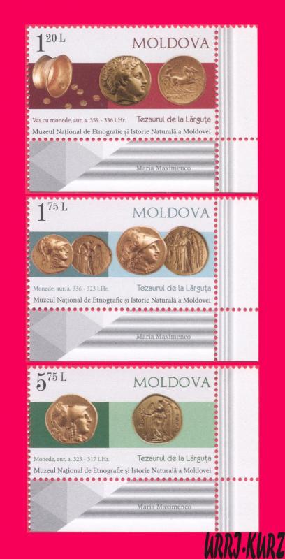 MOLDOVA 2018 Ethnography History Archaeology Museum Heritage Gold Coins 3v MNH