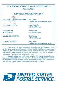 USPS 2nd Day Ceremony Program #2839 #2840 C2 Mini Sheet Norman Rockwell 1994