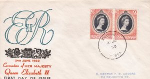 Kenya Uganda Tanganyika # 101 Queen Elizabeth's Coronation First Day Cover,