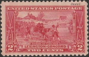 US #618 1925 2c Carmine Lexington Concord UNUSED-VG-DOG-LHM.