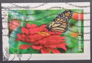 US 5230 (2017 Protect Pollinators - Monarch Butterfly on Red Zinnia)