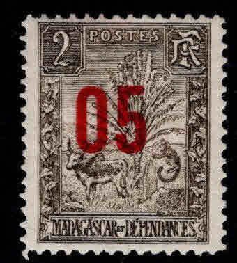 Madagascar Malagasy Scott 119 mint hinged MH*  1912 surcharged stamp