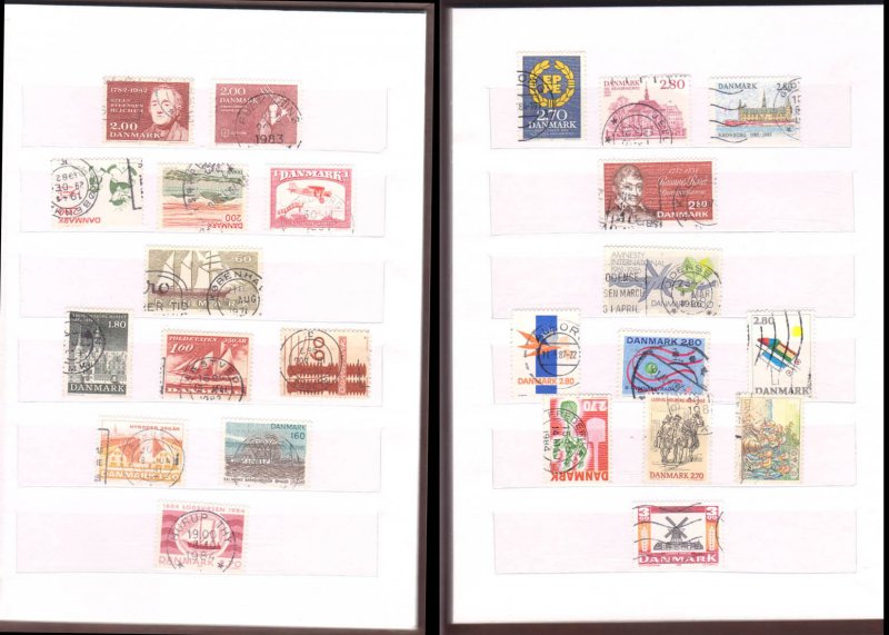 COLLECTION OF CLASSIC STAMPS OF DENMARK IN SMALL STOCK BOOK - 260 STAMPS