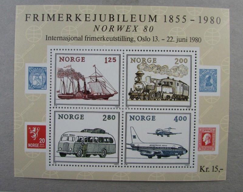 1980 Norway  SC #765 FRIMERKEJUBILEUM 1855-1980 Norwex 80  MNH SS