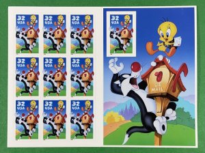 Scott 3204 SYLVESTER AND TWEETY  Pane of 10 US 32¢ Stamps MNH 1998