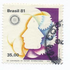   Brazil 1981  Scott 1744 used - 35cr, Rotary emblem & Faces