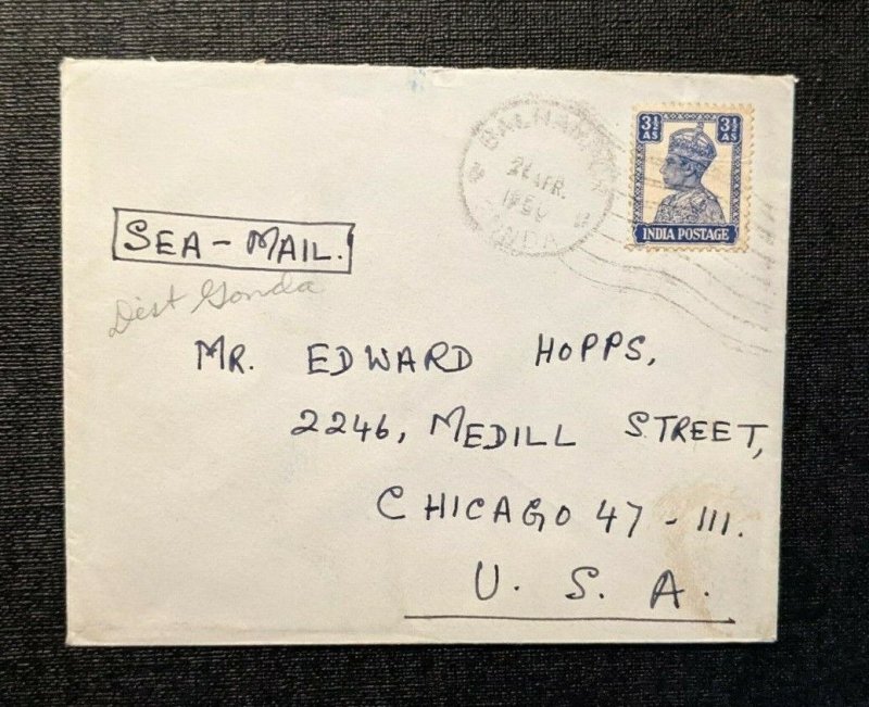 1950 Balrampur Gonda India Sea Mail Cover to Chicago Illinois USA