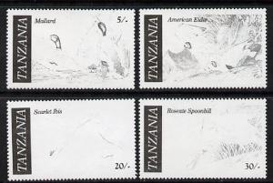 Tanzania 1986 John Audubon Birds set of 4 perforated proo...