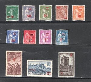 France #400-401, 403-412    F/VF, Unused, OG, Hinged, CV $6.90 ......  2010376