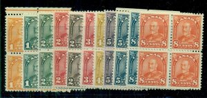 CANADA #162-72, Complete low vals in 4-blocks, og, NH /hinged, VF, Scott $597