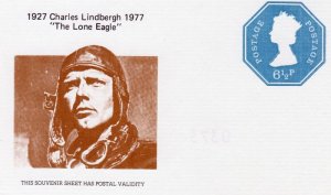 Great Britain 1977 CHARLES LINDBERGH The Lone Eagle s/s Perforated Mint (NH)