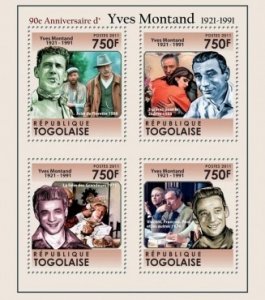Togo - Montand French Films 4 Stamp  Sheet 20H-226