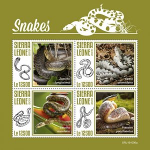 SIERRA LEONE - 2019 - Snakes - Perf 4v Sheet - Mint Never Hinged