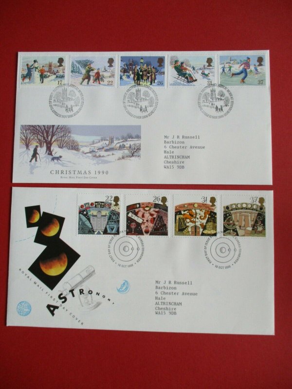 1990 GB First Day Covers Complete Run Philatelic Bureau Edinburgh Used Typed