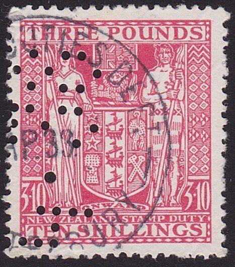 NEW ZEALAND ARMS TYPE STAMP DUTY £3.10/- used...............................7767