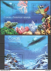 2012 Solomon Islands Corals Fish & Marine Life Fauna #1565-68+Bl107 ** Ls037