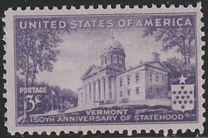 903 MNH single Vermont Statehood Sesquicentennial - no per item S&H fee