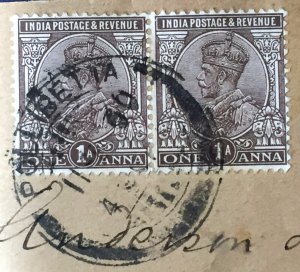 India 1922 KGV 1a Pair USED fine postmark POLLIBETTA SG#197 I5320