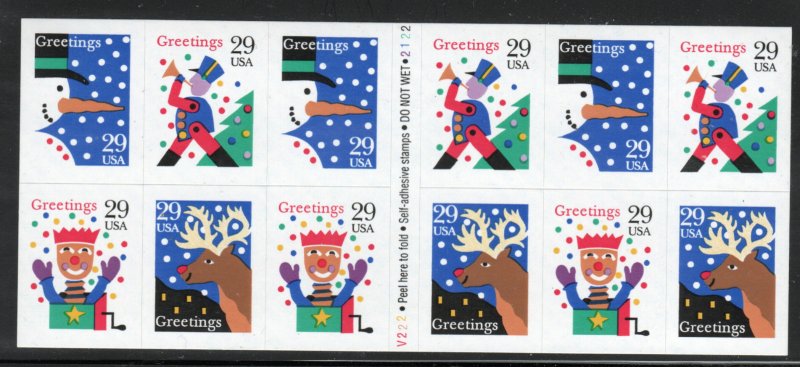 ALLY'S STAMPS US Scott #2802a 29c Contemporary Christmas - B/P [12] MNH [BP-1a]
